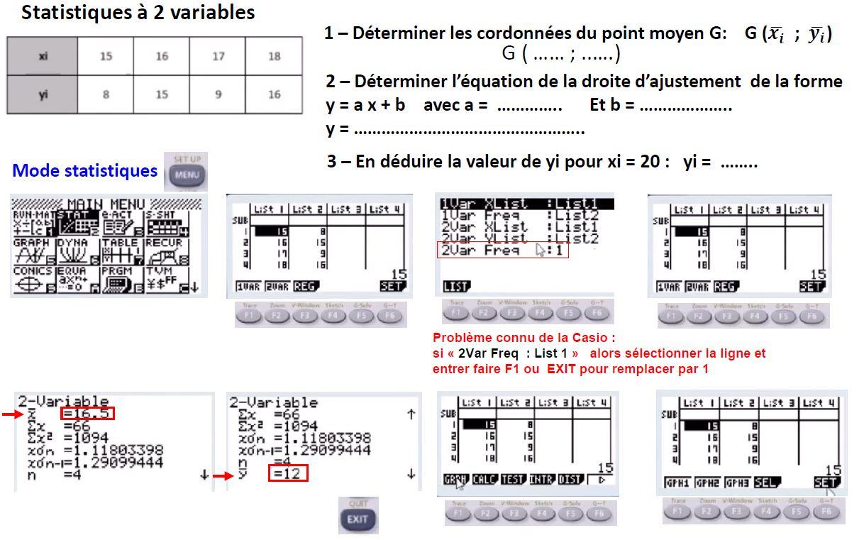 Casio fx-92 variance ? ecart type ? Calculer avec la calculette ???