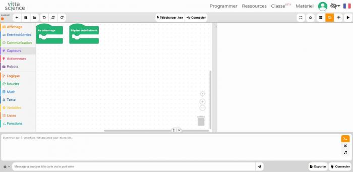 Capture vittascience microbit programmer